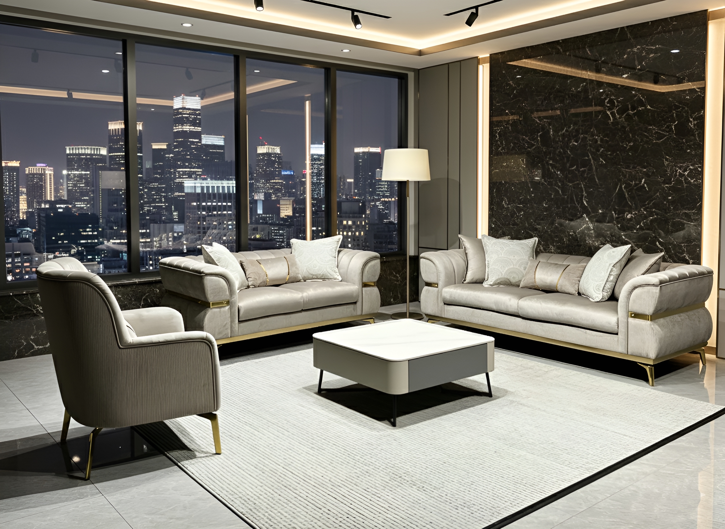 Mia Beige Velvet Sofa & Loveseat