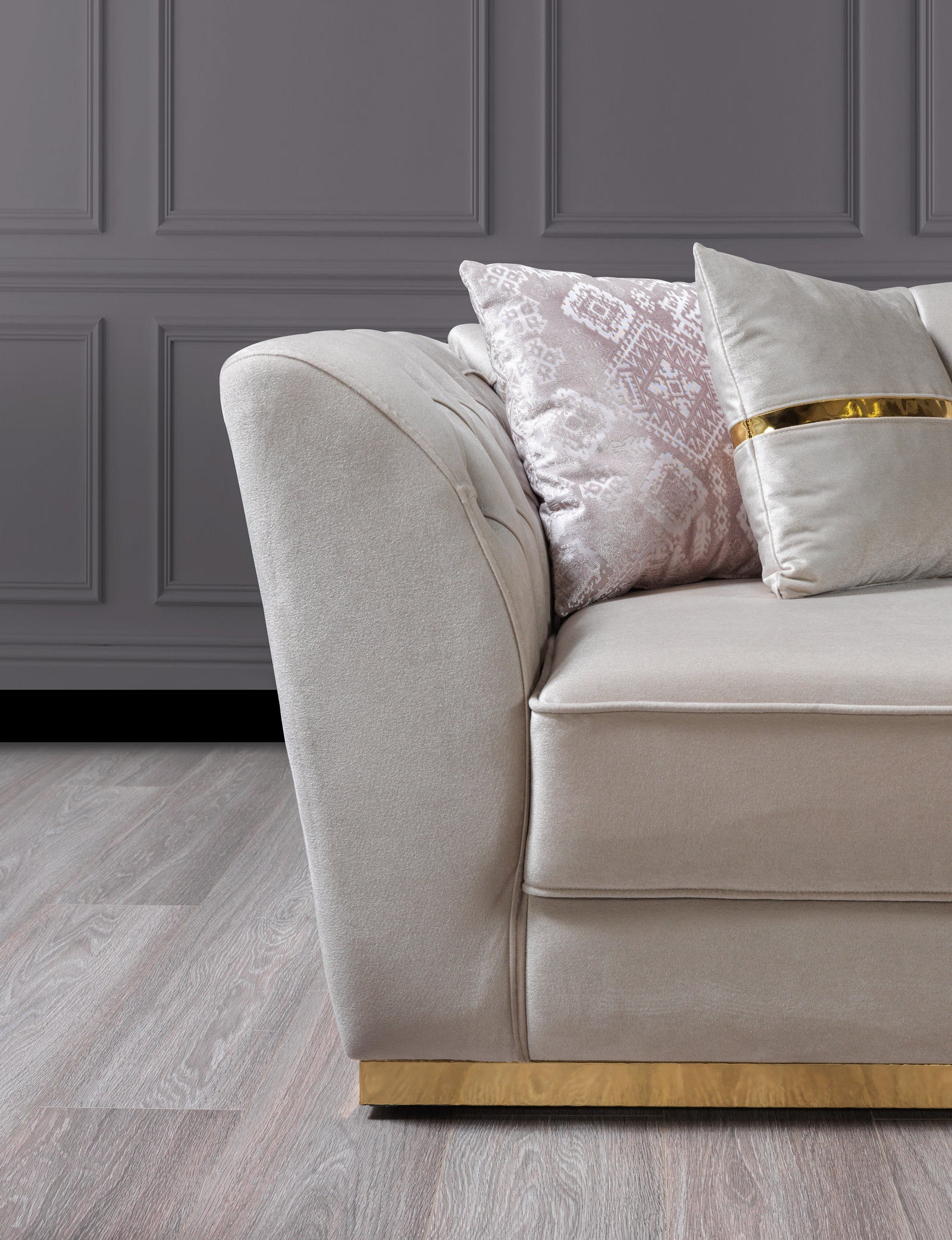 Milena Ivory Velvet Loveseat 73"