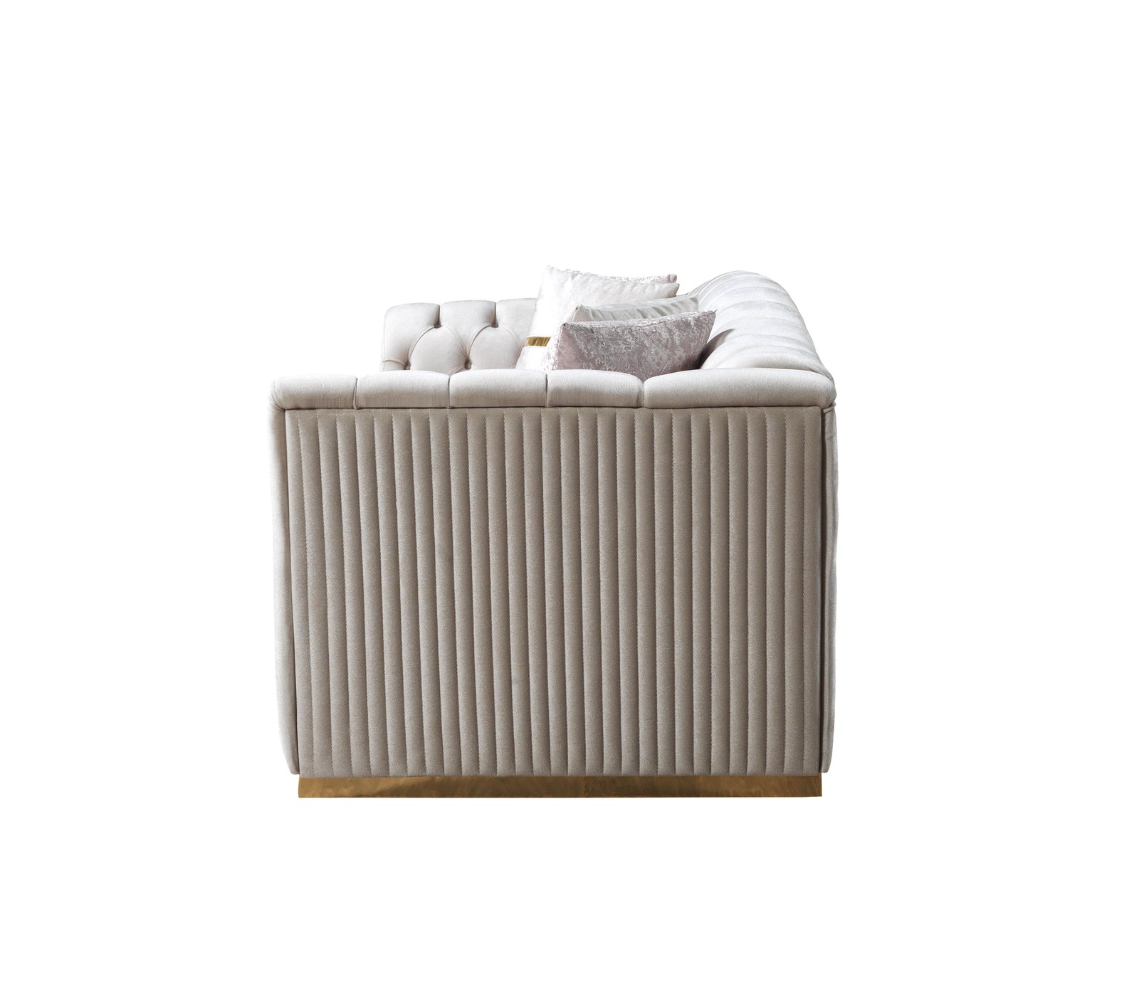 Milena Ivory Velvet Loveseat 73"