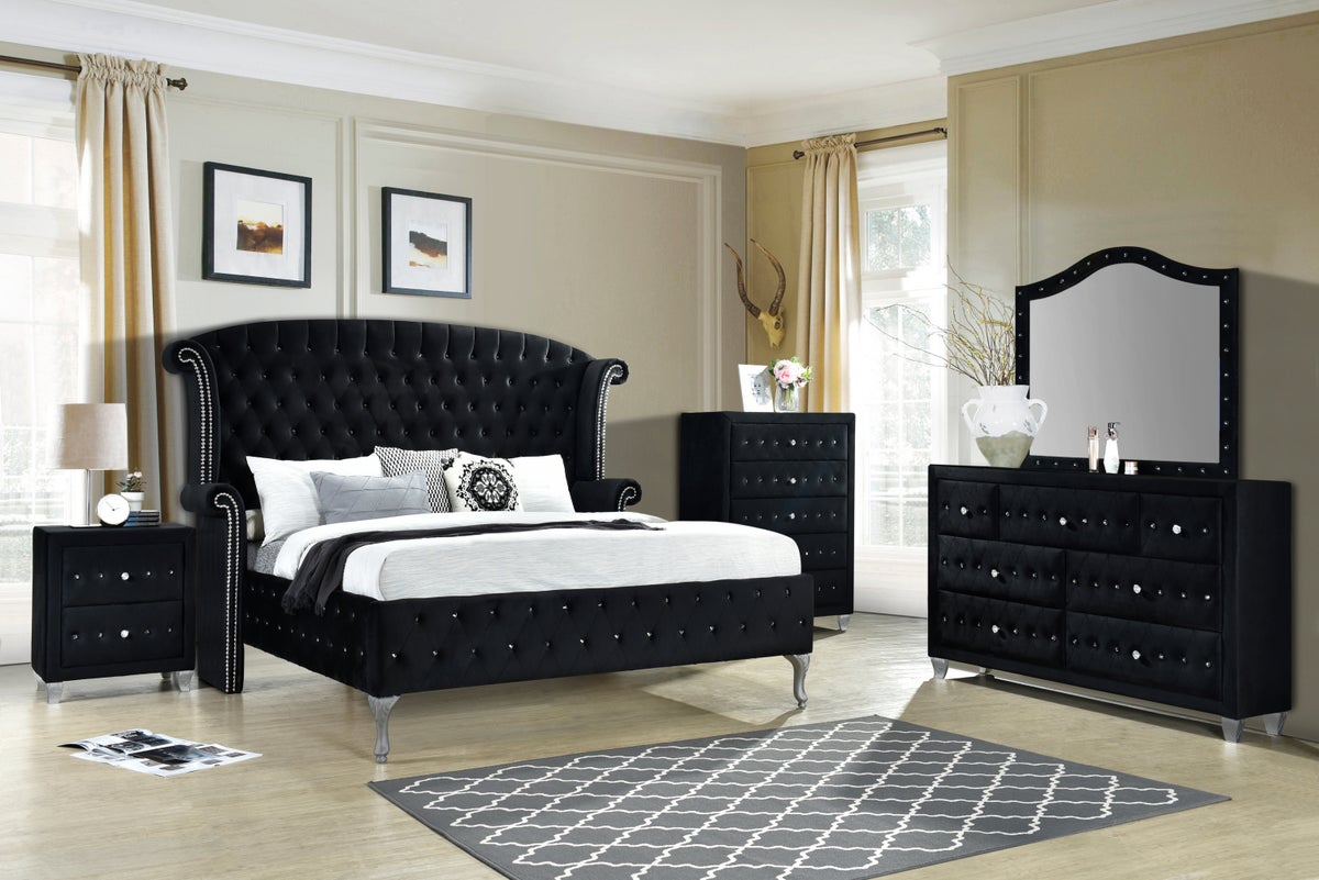 Diamond Palace Black 5PC Bedroom Set (King)