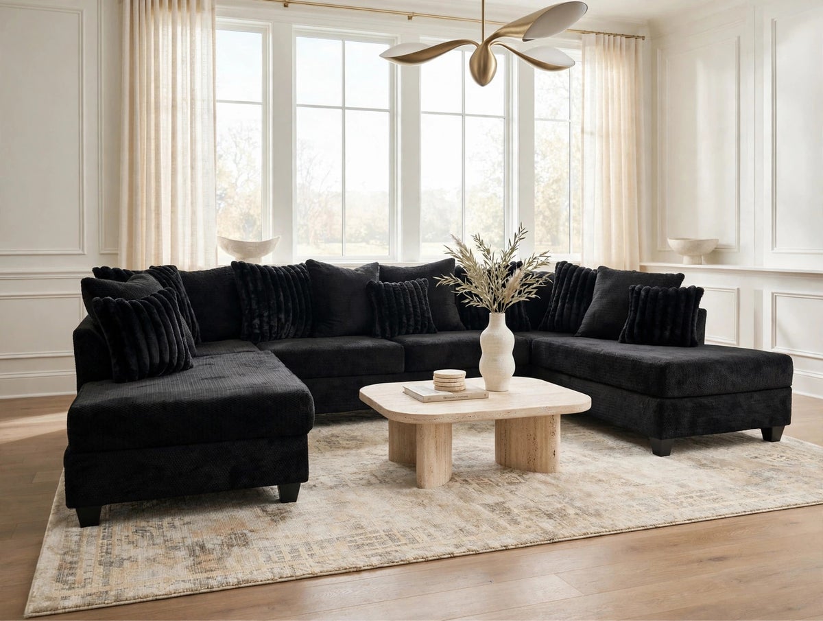 411 Black Double Chaise Sectional