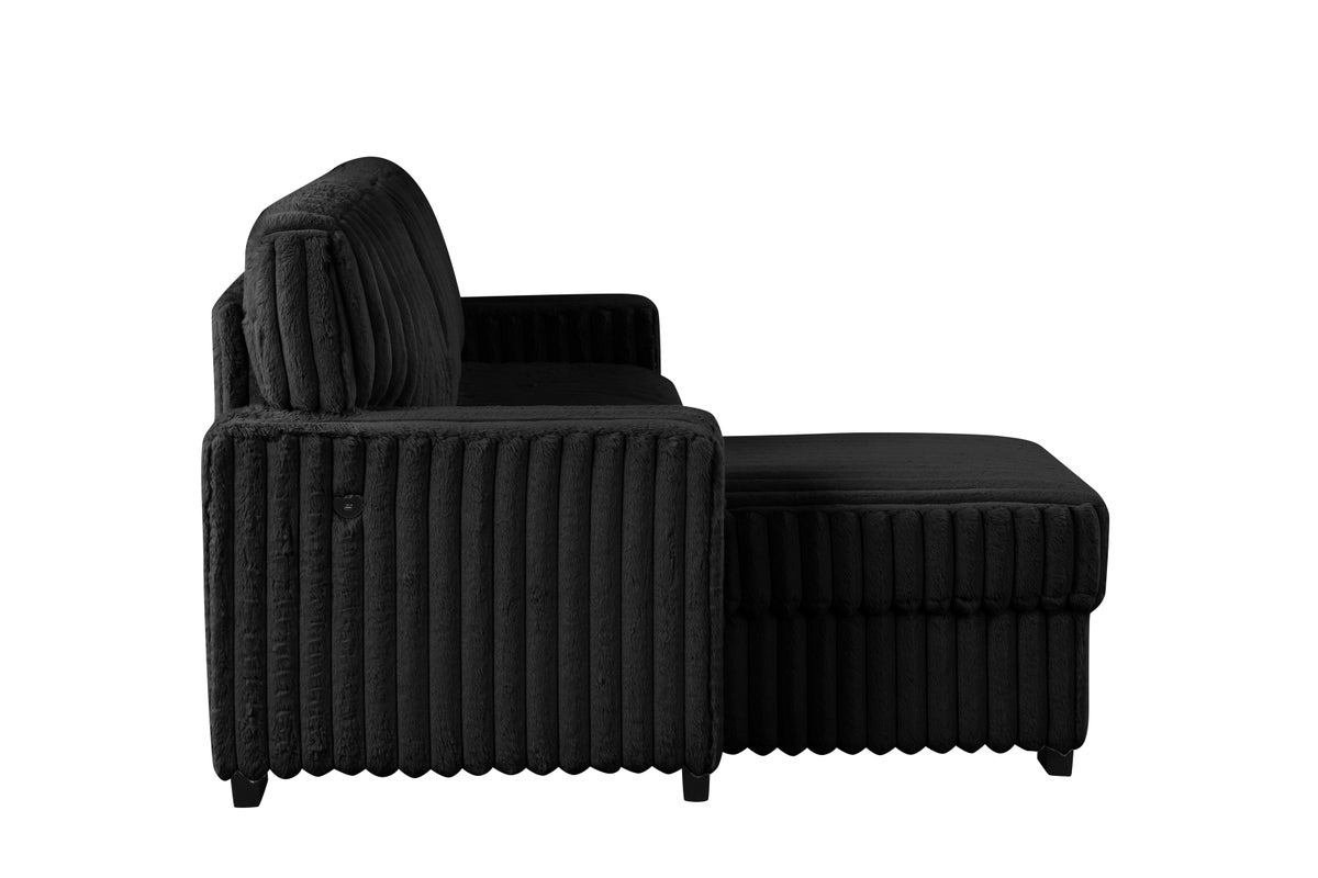 Poland Black Reversible Sectional With Pull-Out Bed - Image 3