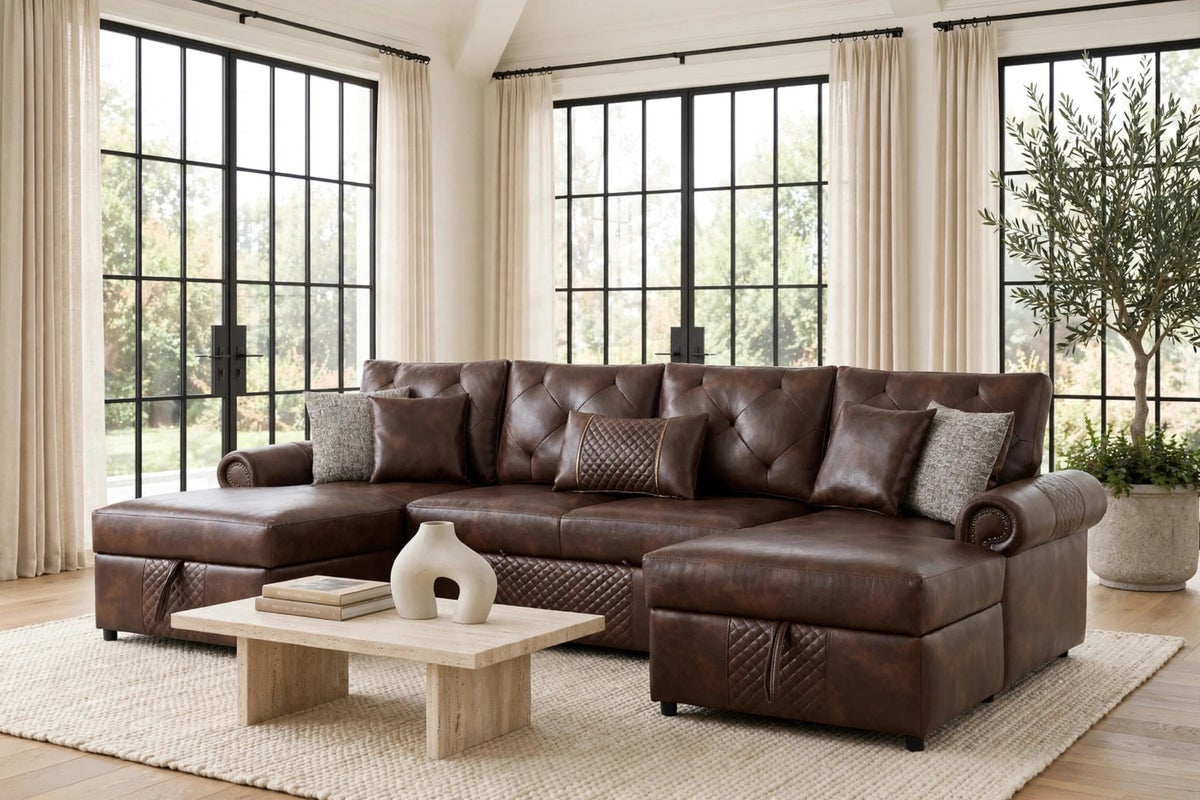 Sonoma Brown Double Storage Chaise Sectional (w/ Pull-Out Bed) - Image 2