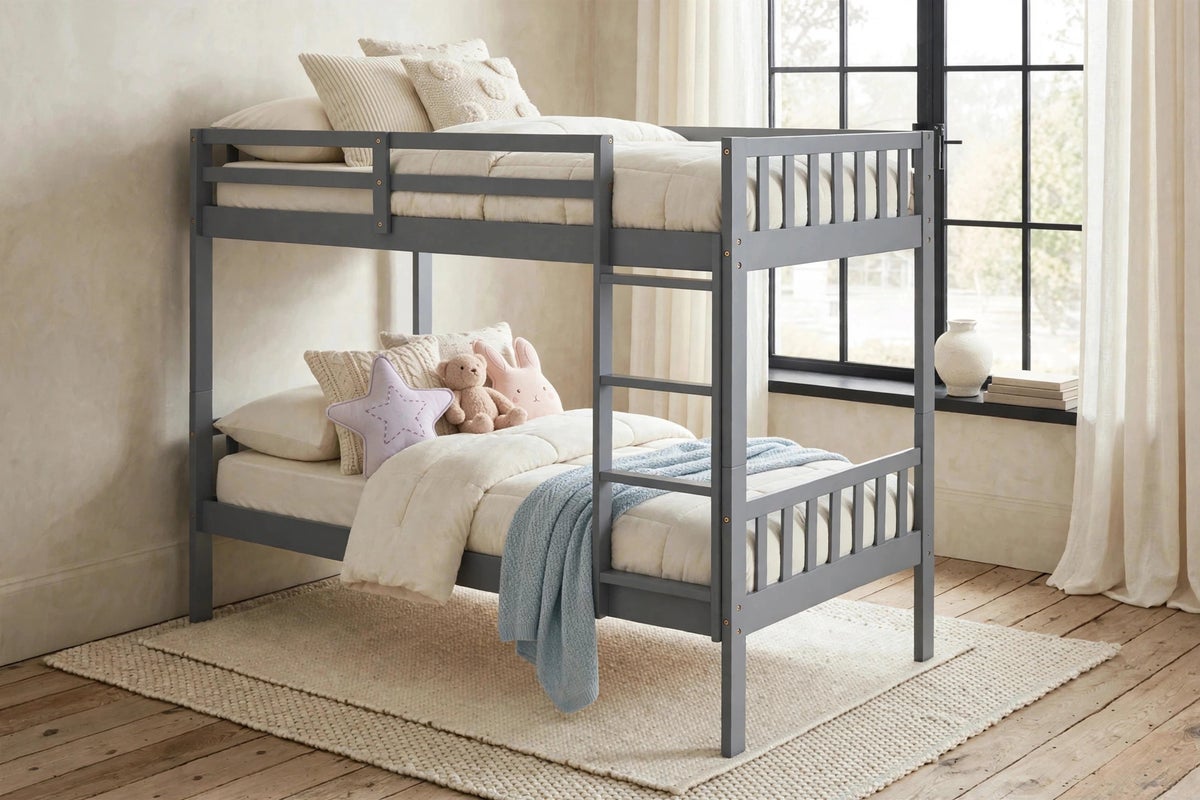 B4011 Twin/Twin Bunk Bed (Gray)