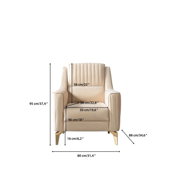 Sandra Ivory Velvet Sofa 88" & Loveseat 64"