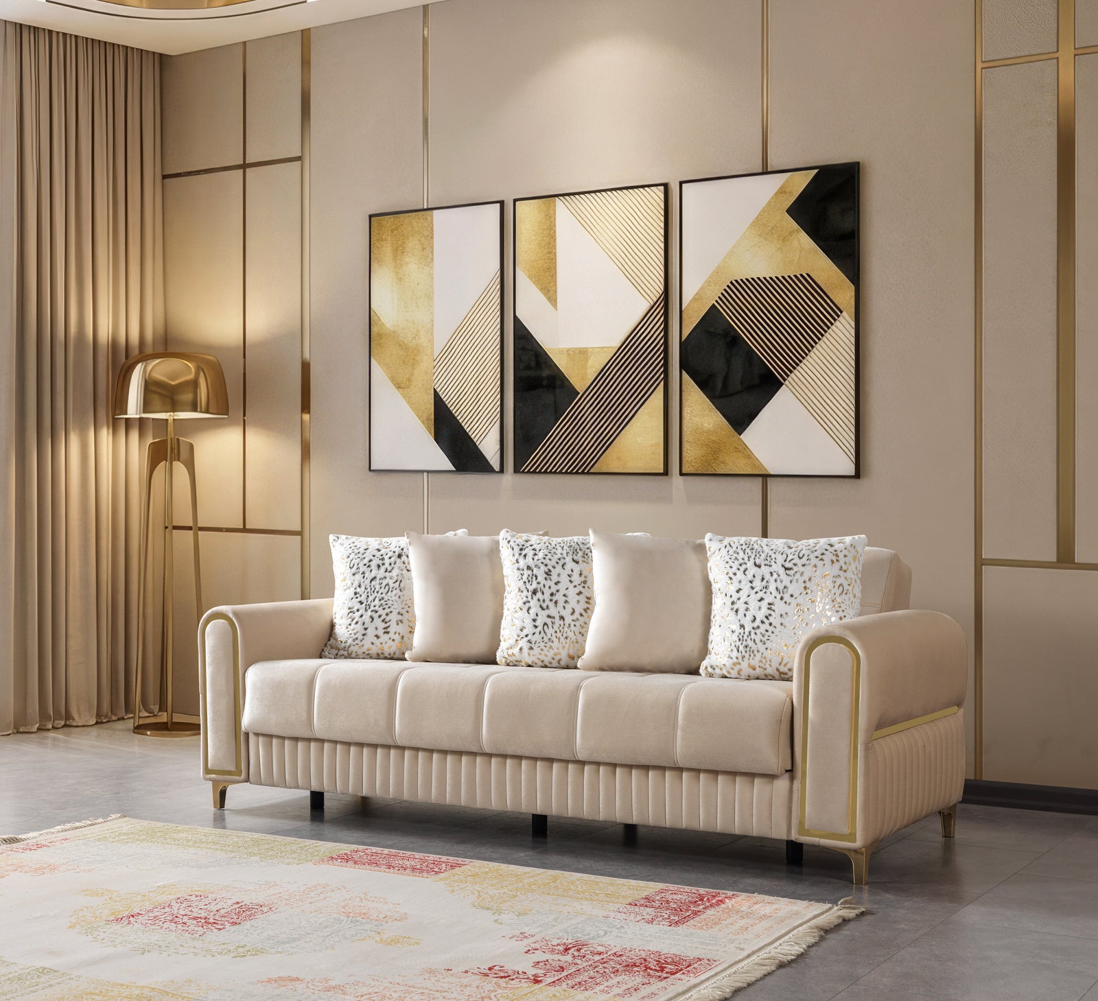 Sandra Ivory Velvet Sofa 88" & Loveseat 64"