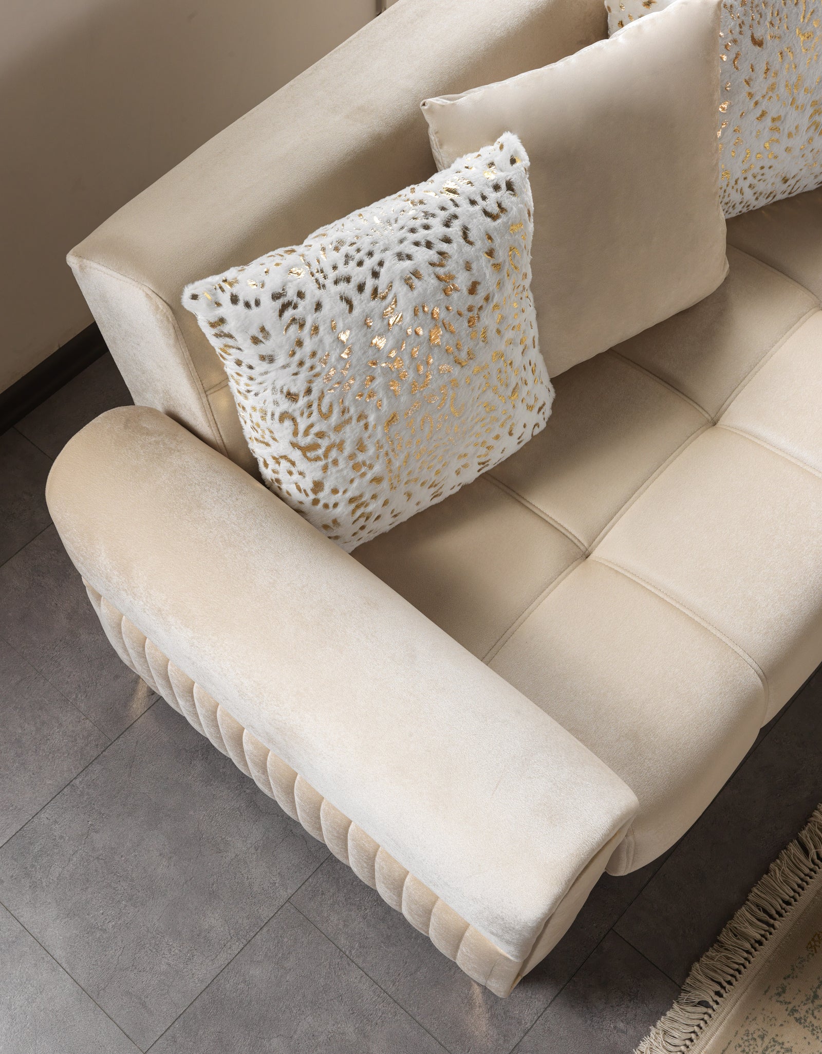 Sandra Ivory Velvet Sofa 88" & Loveseat 64"
