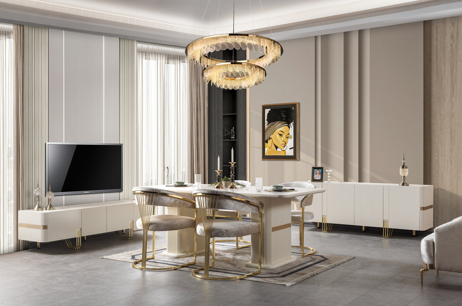 Santana Ivory 7-Piece Dining Set
