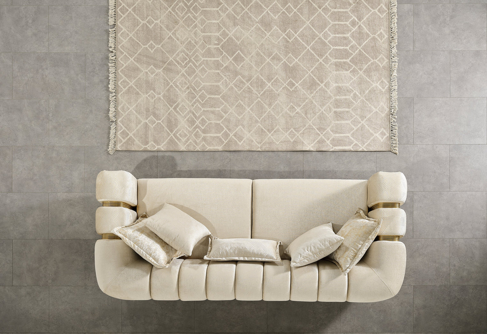 Santana Ivory Velvet Sofa 89" & Loveseat 69"