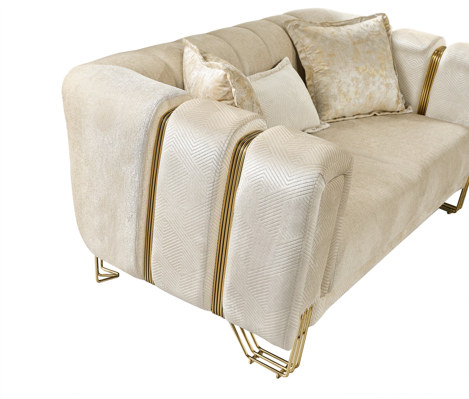Santana Ivory Velvet Sofa 89" & Loveseat 69"