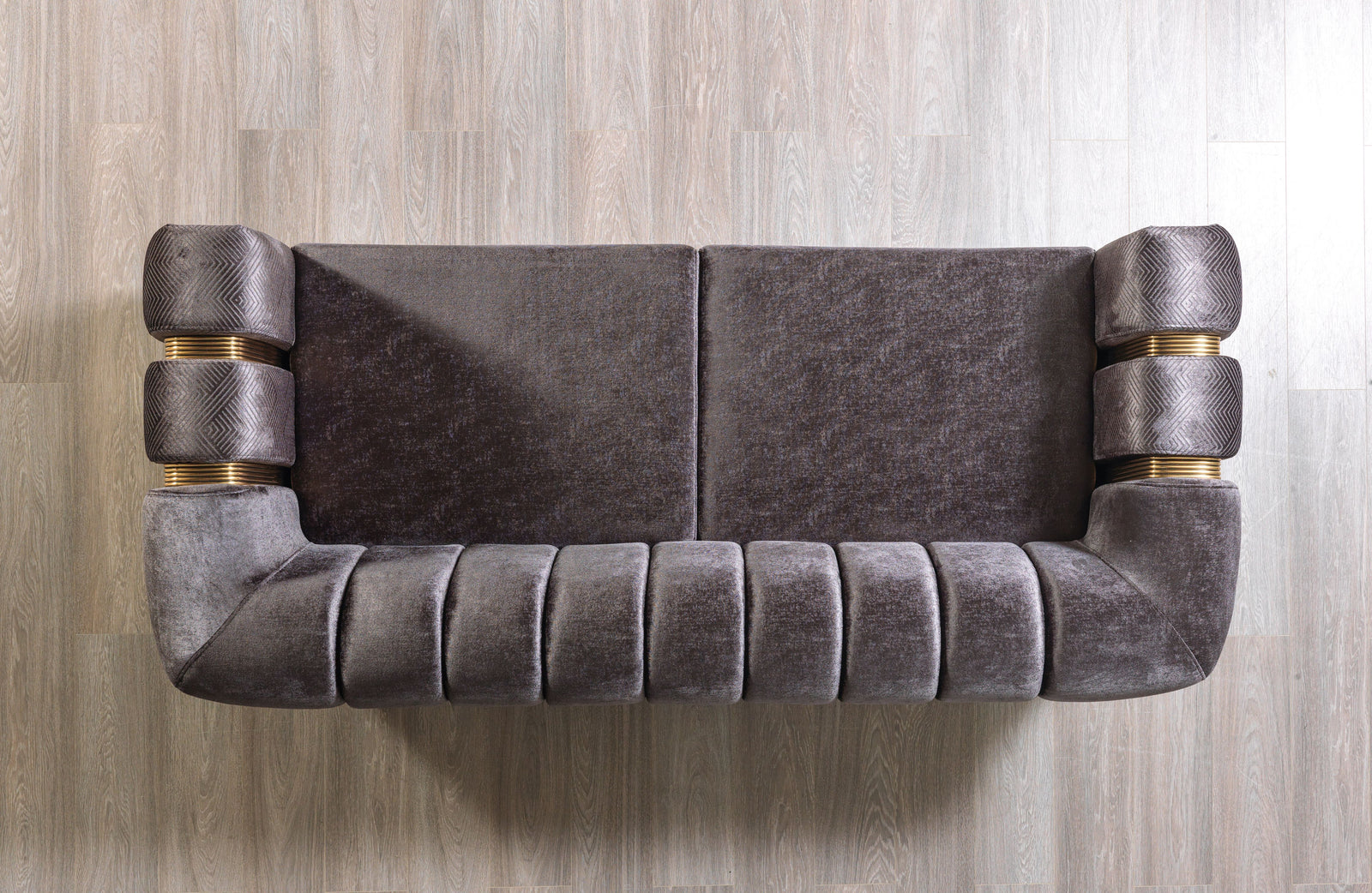 Santana Smoke Velvet Sofa 89" & Loveseat 69"