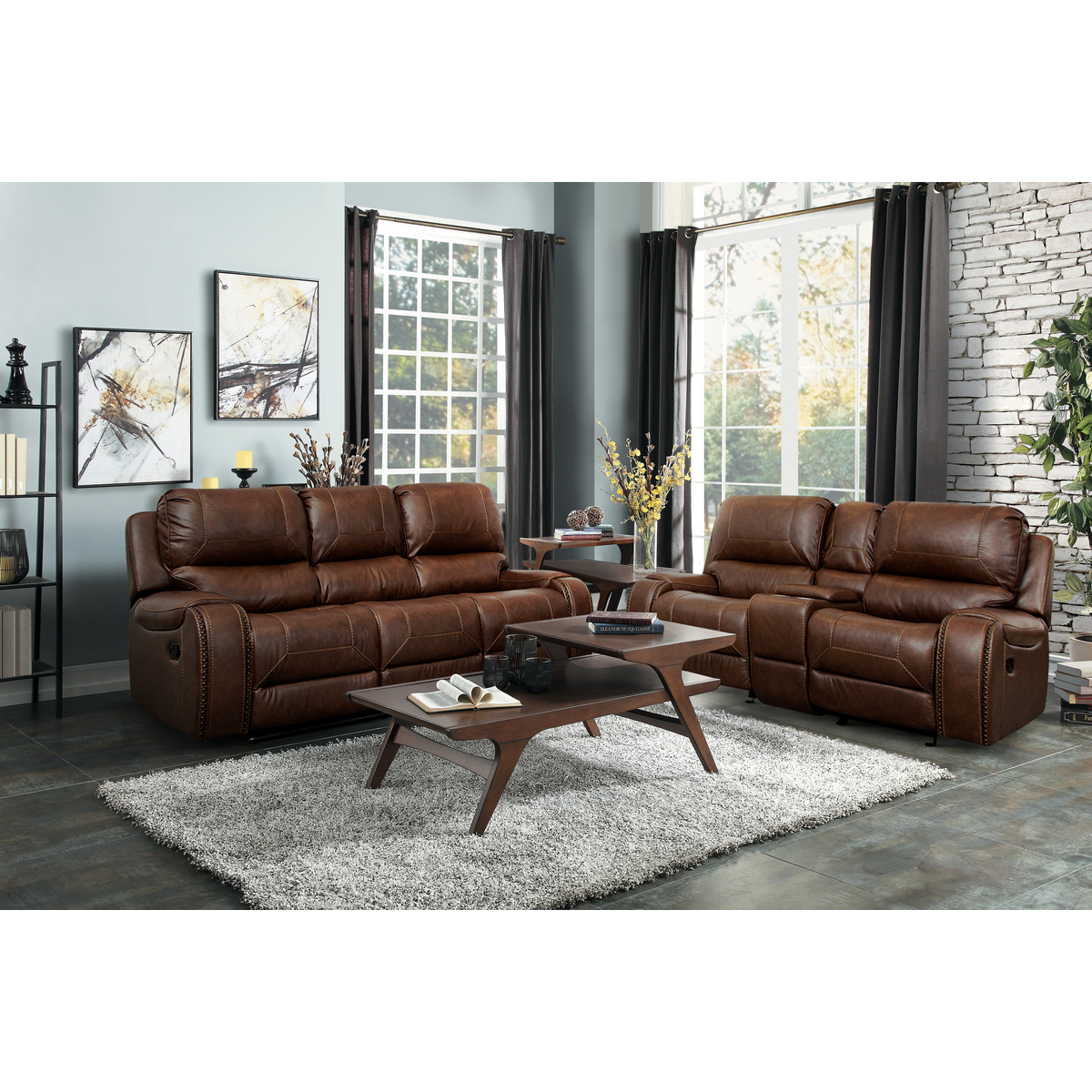 SH3215 Brown Reclining Sofa Set