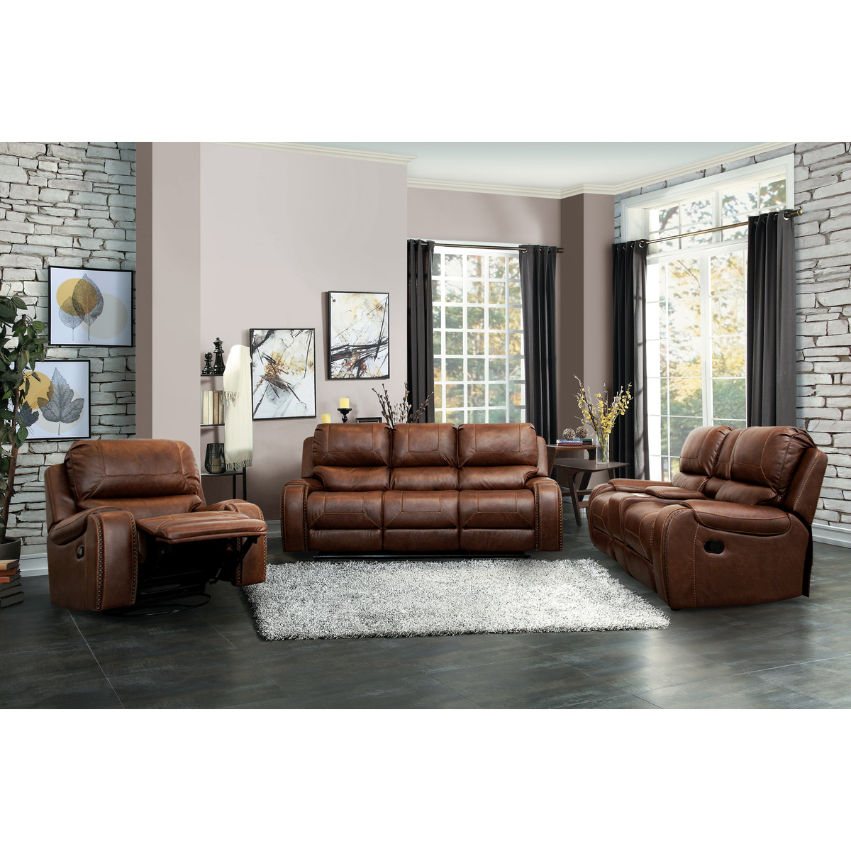 SH3215 Brown Reclining Sofa Set