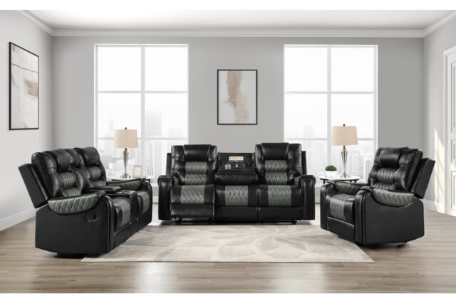 SH8890BLK Hart Black Reclining Sofa Set