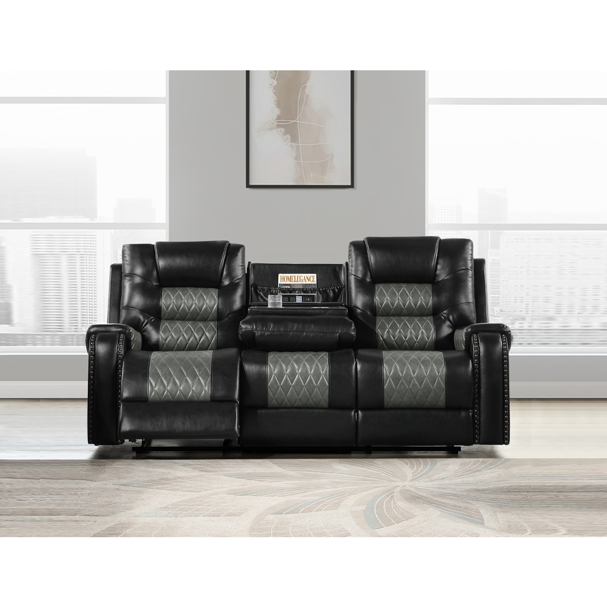 SH8890BLK Hart Black Reclining Sofa Set