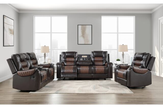 SH8890BRW Hart Brown Reclining Sofa Set