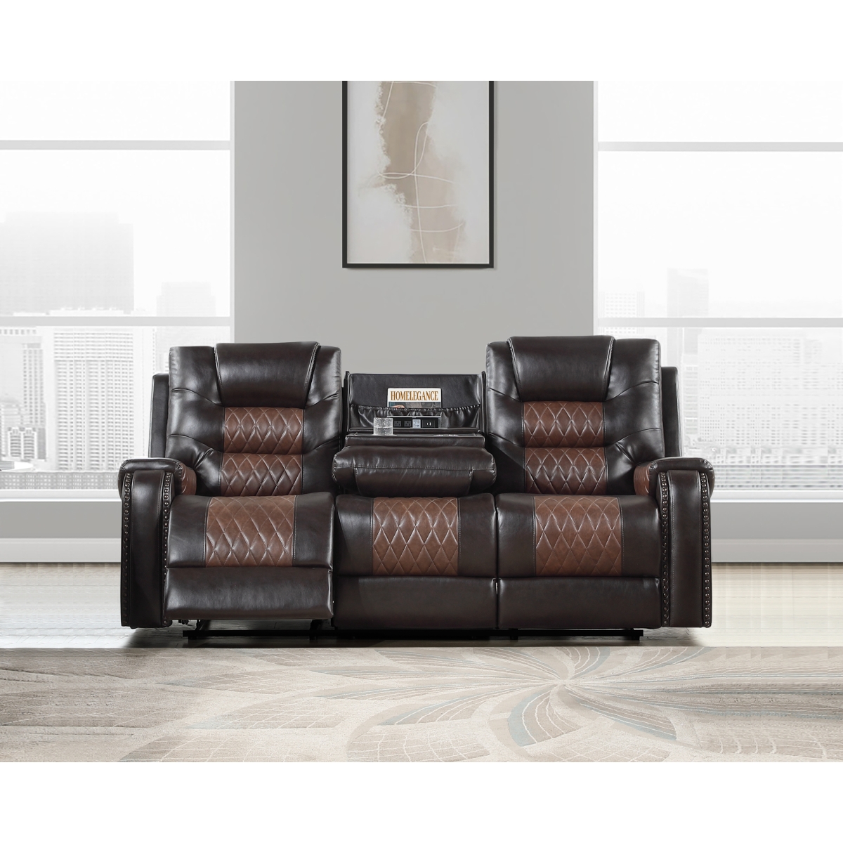 SH8890BRW Hart Brown Reclining Sofa Set