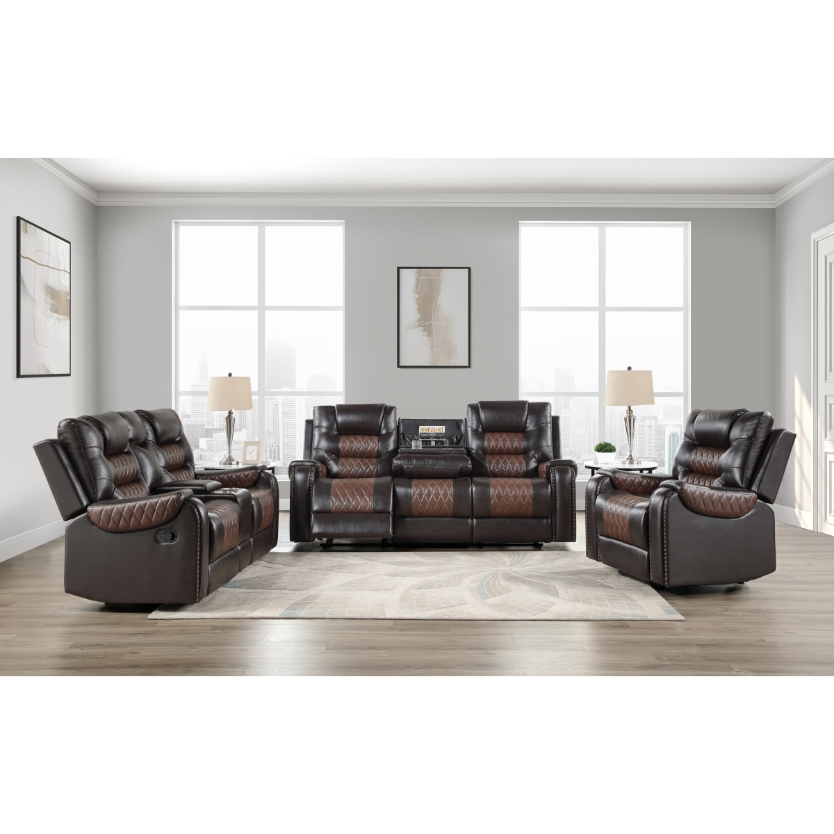 SH8890BRW Hart Brown Reclining Sofa Set