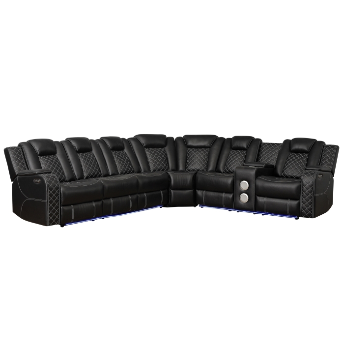 SH8895BLK*SC Radiant Black 3-Piece Reclining Sectional