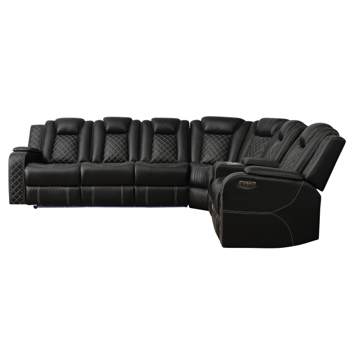 SH8895BLK*SC Radiant Black 3-Piece Reclining Sectional