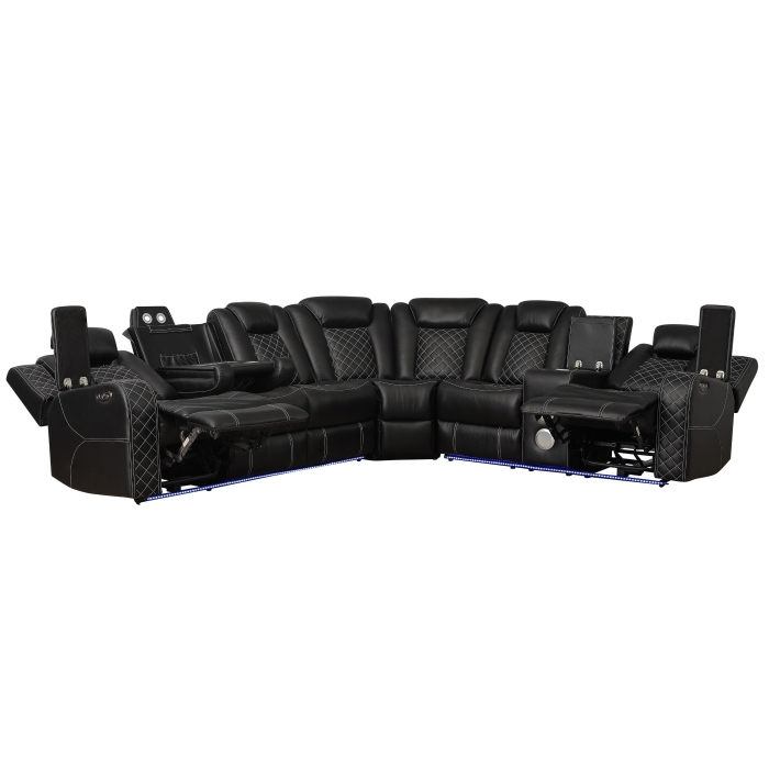 SH8895BLK*SC Radiant Black 3-Piece Reclining Sectional