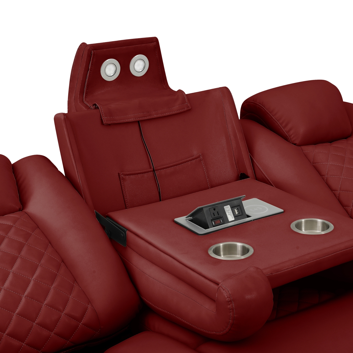 SH8895RED-3 Radiant Red Power Double Reclining Sofa