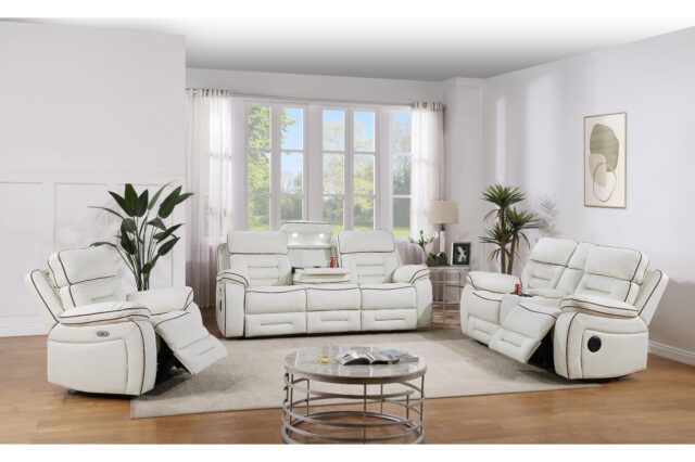 SH8898WHT Apollo White Power Reclining Sofa Set