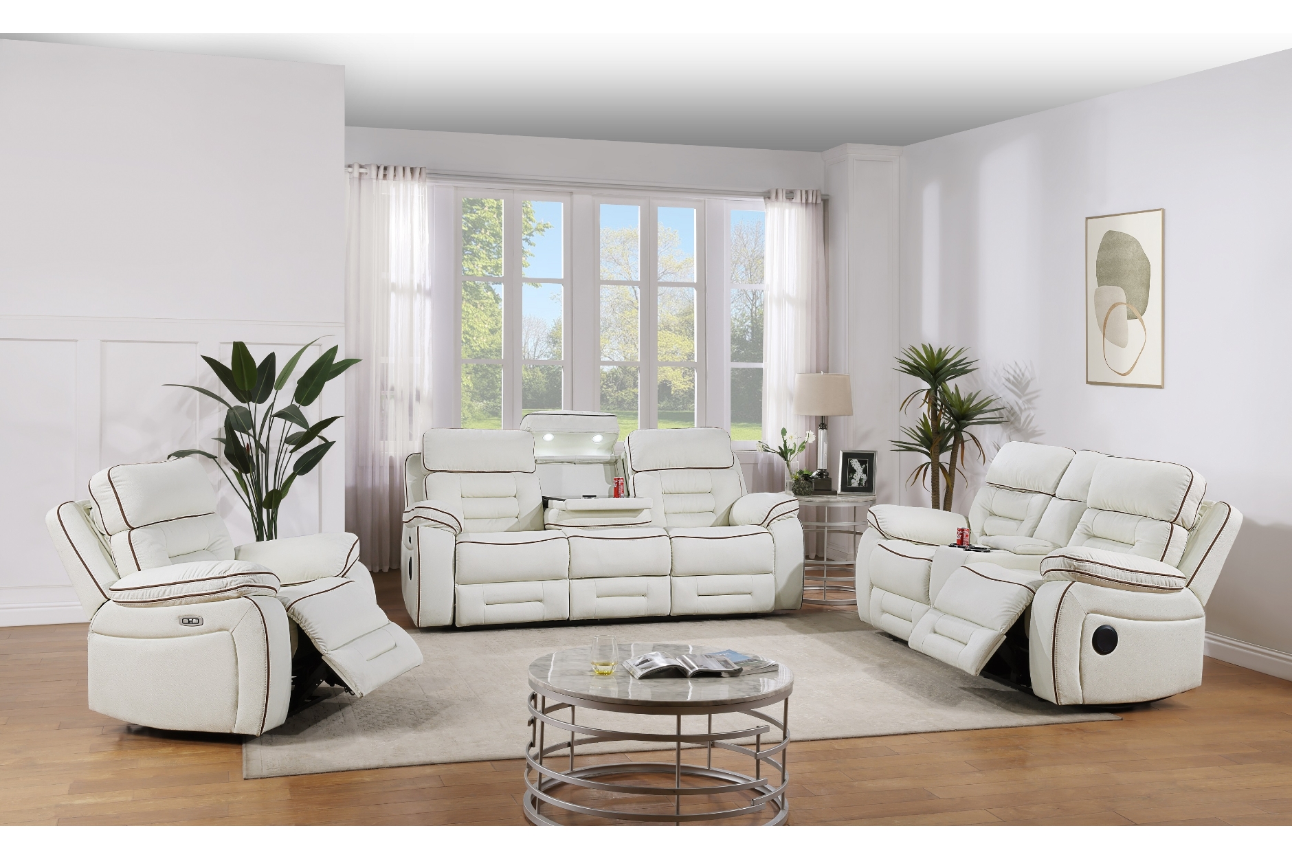 SH8898WHT Apollo White Power Reclining Sofa Set