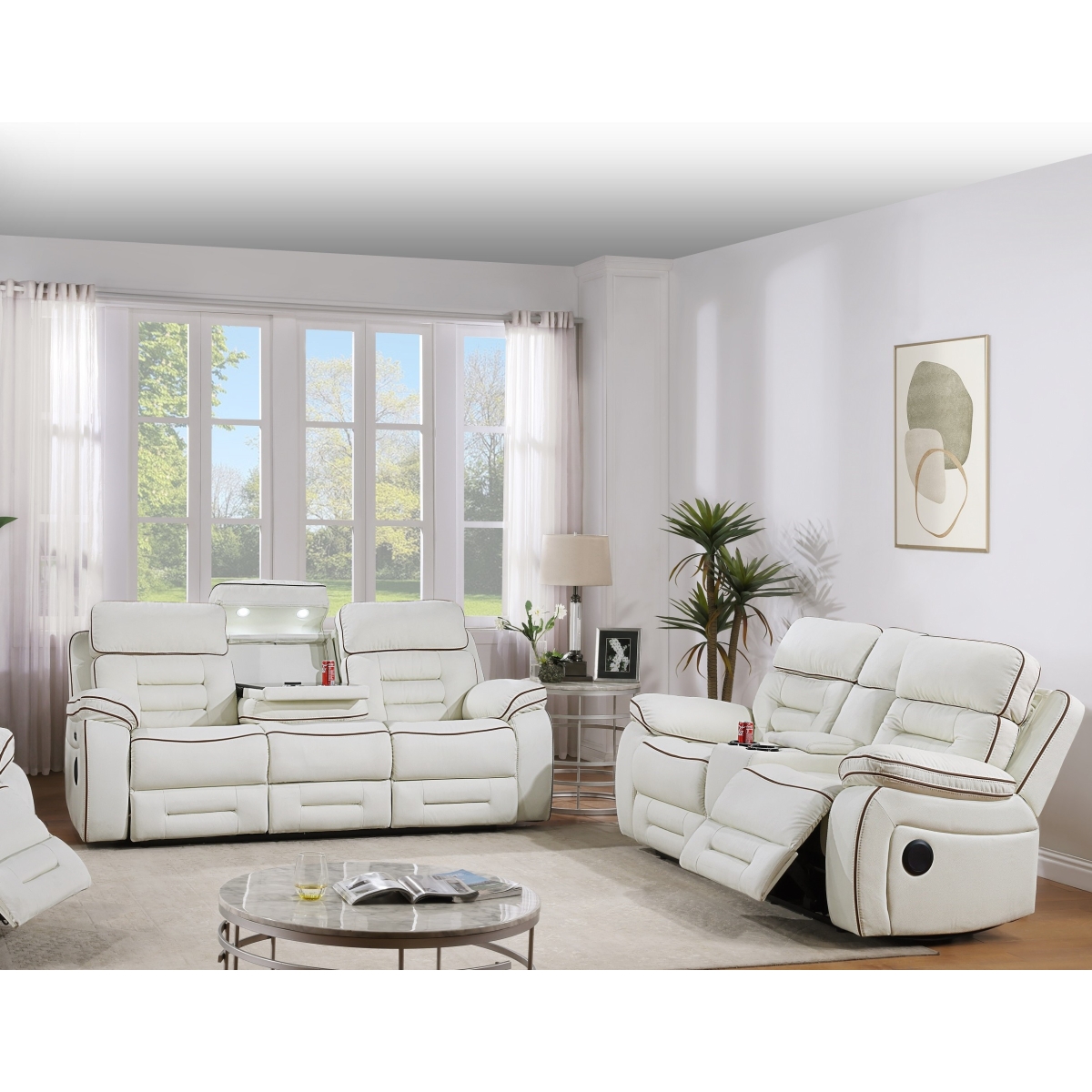 SH8898WHT Apollo White Power Reclining Sofa Set