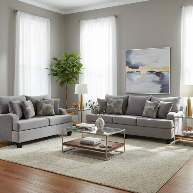 Sofa & Loveseat Jumba Grey (Oversized)