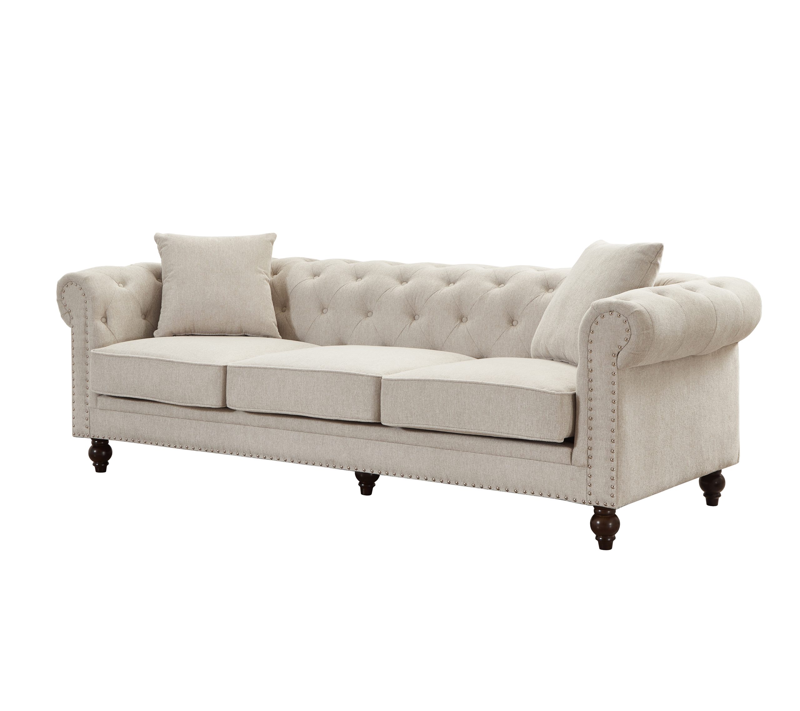 Thomas Beige Chesterfield Sofa & Loveseat