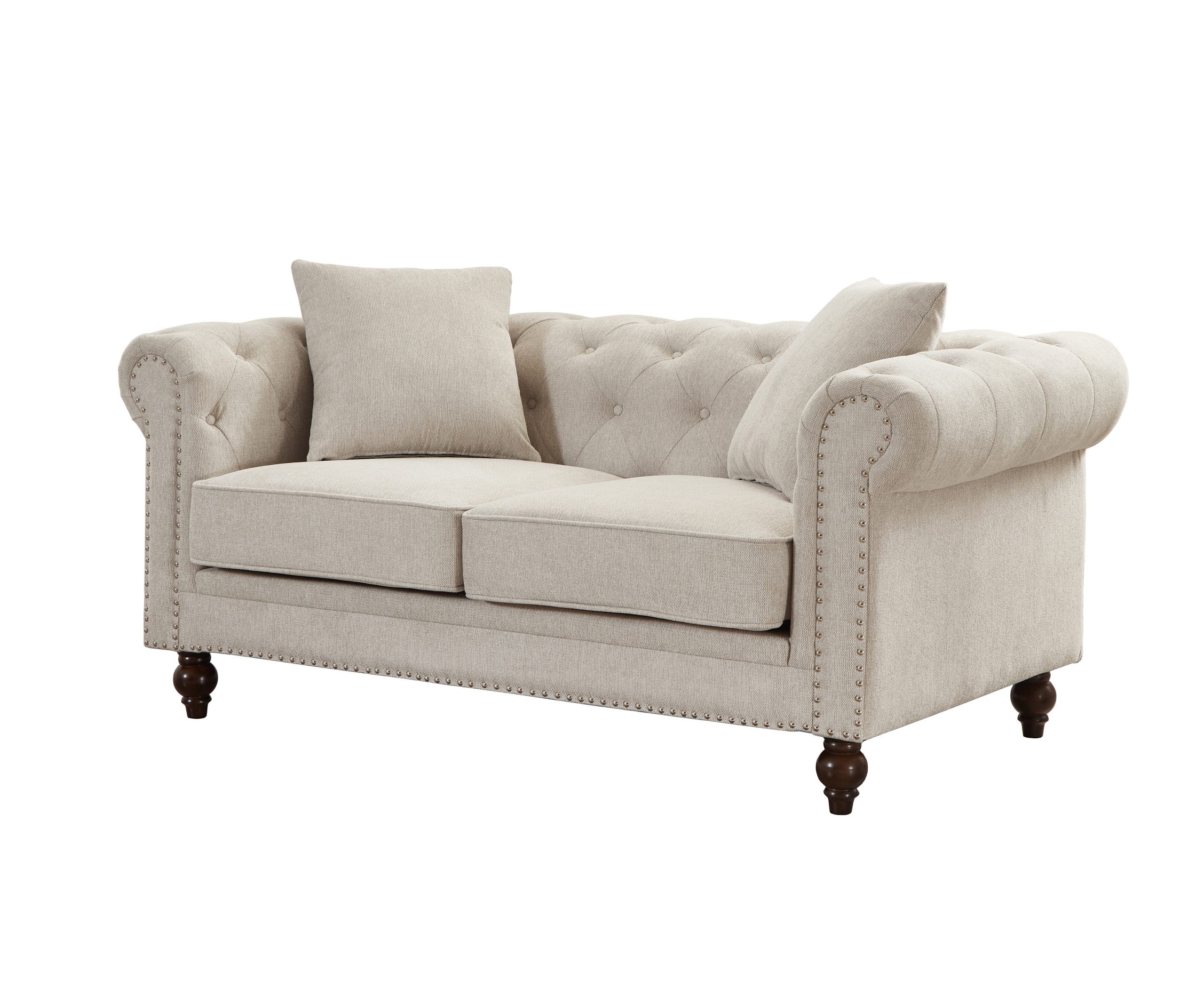 Thomas Beige Chesterfield Sofa & Loveseat