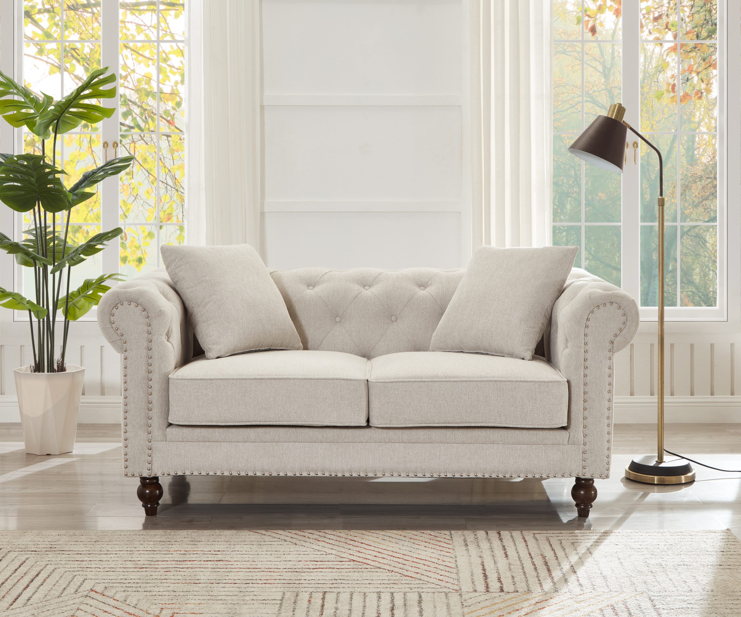 Thomas Beige Chesterfield Sofa & Loveseat