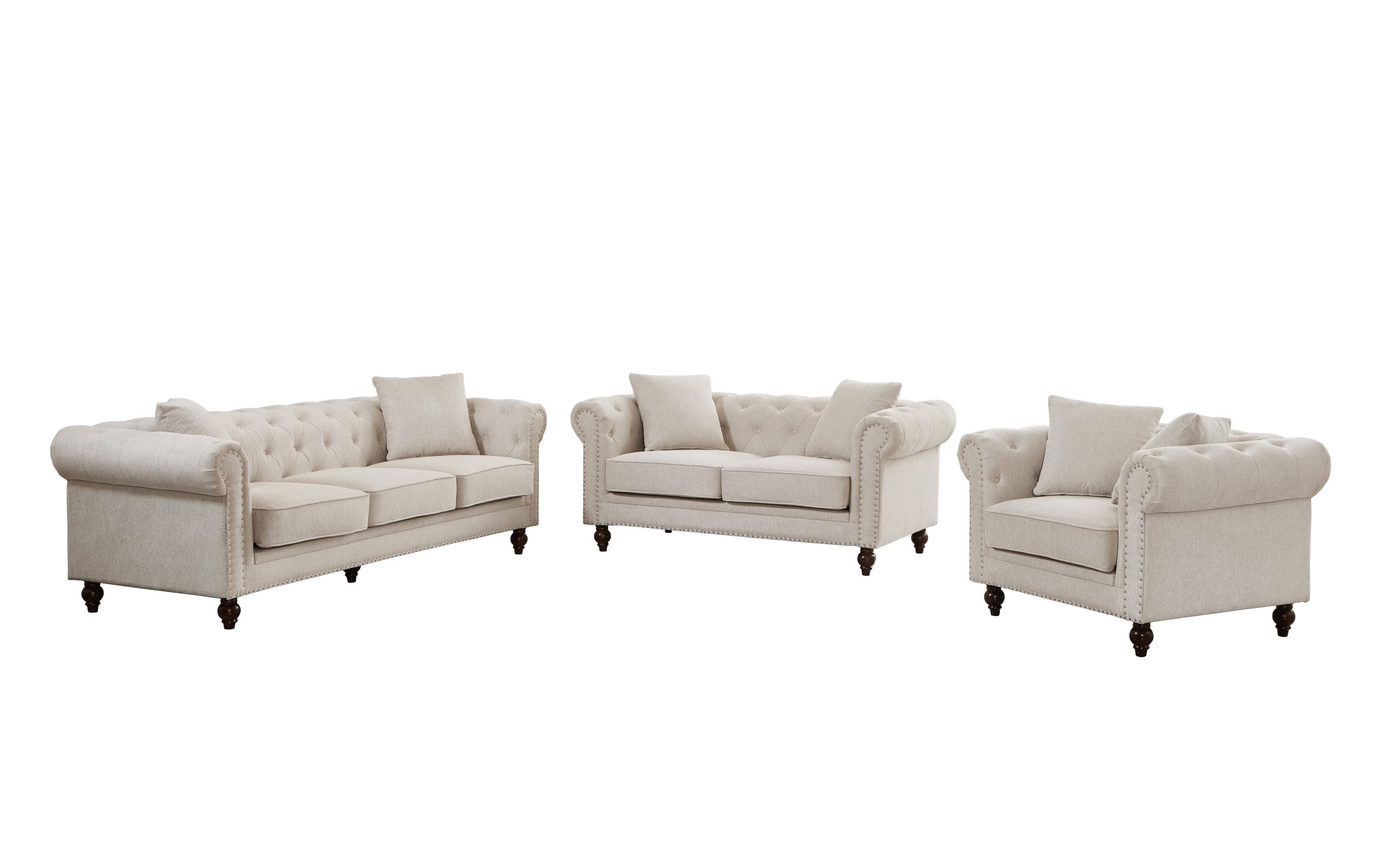 Thomas Beige Chesterfield Sofa & Loveseat
