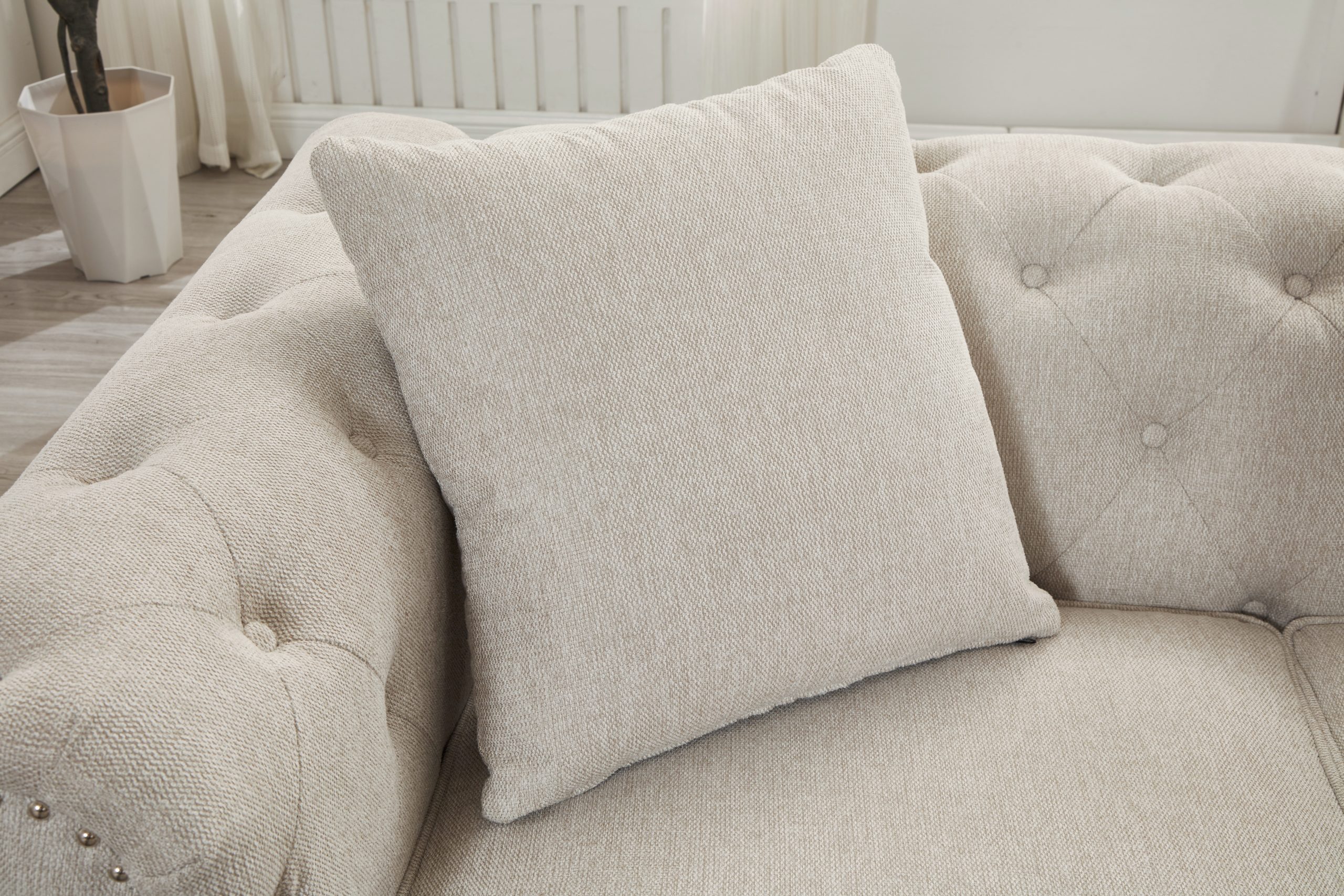 Thomas Beige Chesterfield Sofa & Loveseat