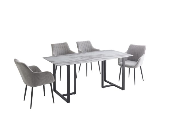 Tulsa 5pc Dining Set with 4 Gray Linen Chairs