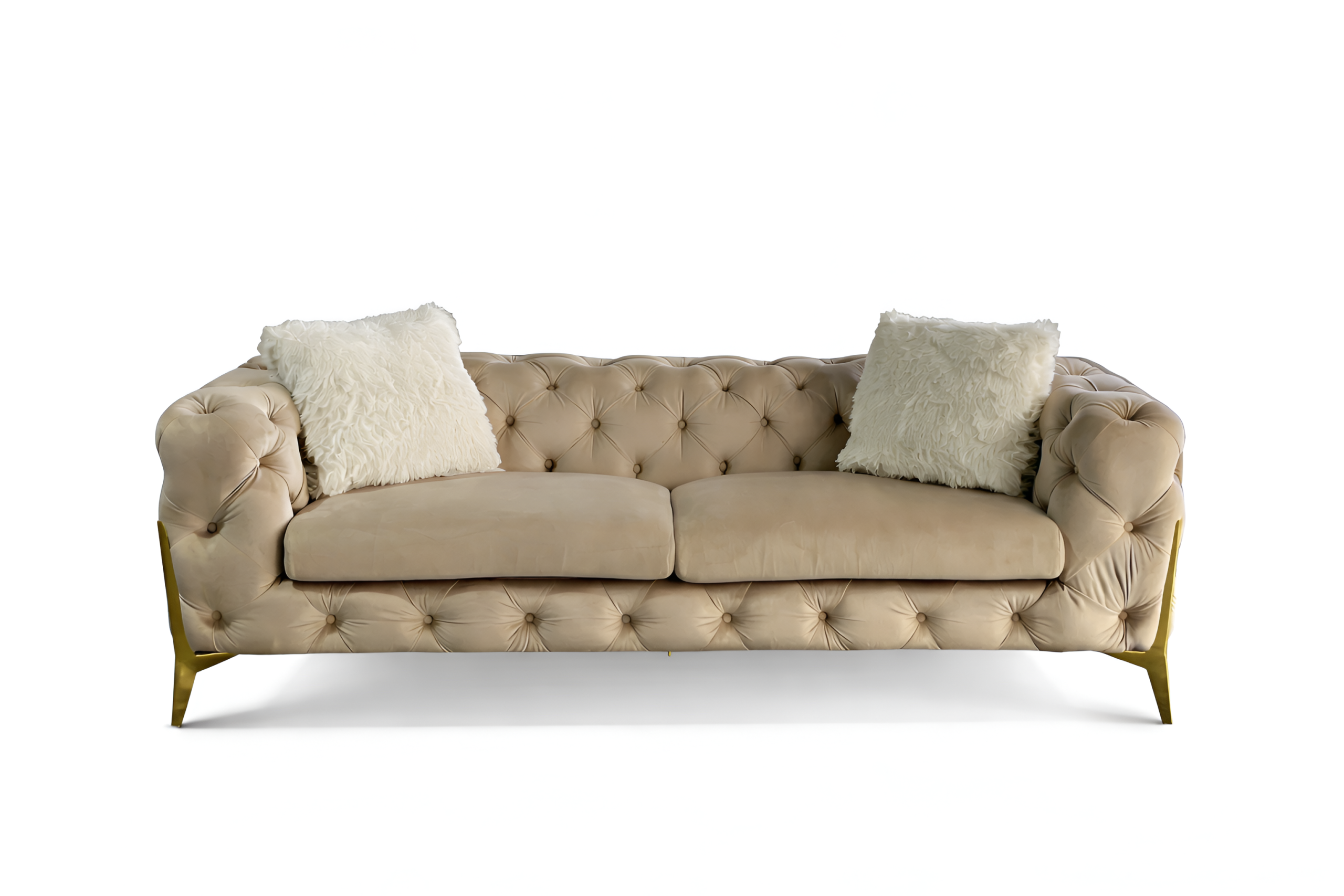Vegas Beige Velvet Sofa & Loveseat