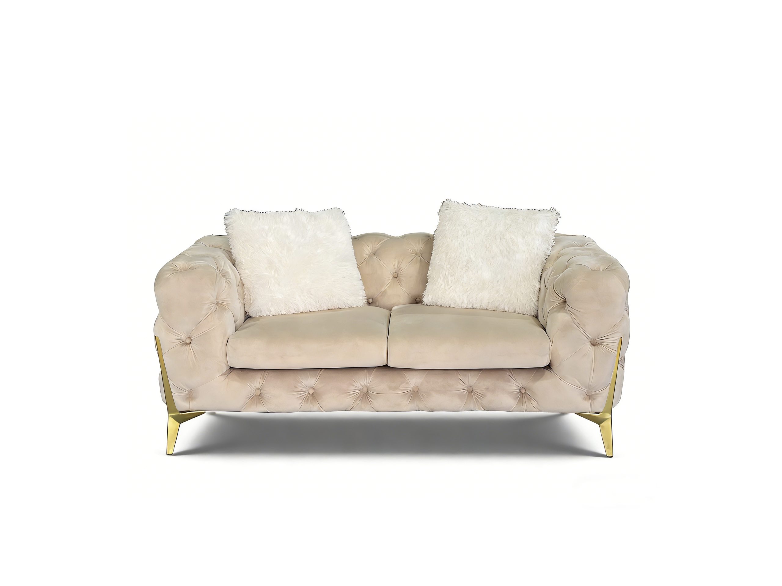Vegas Beige Velvet Sofa & Loveseat