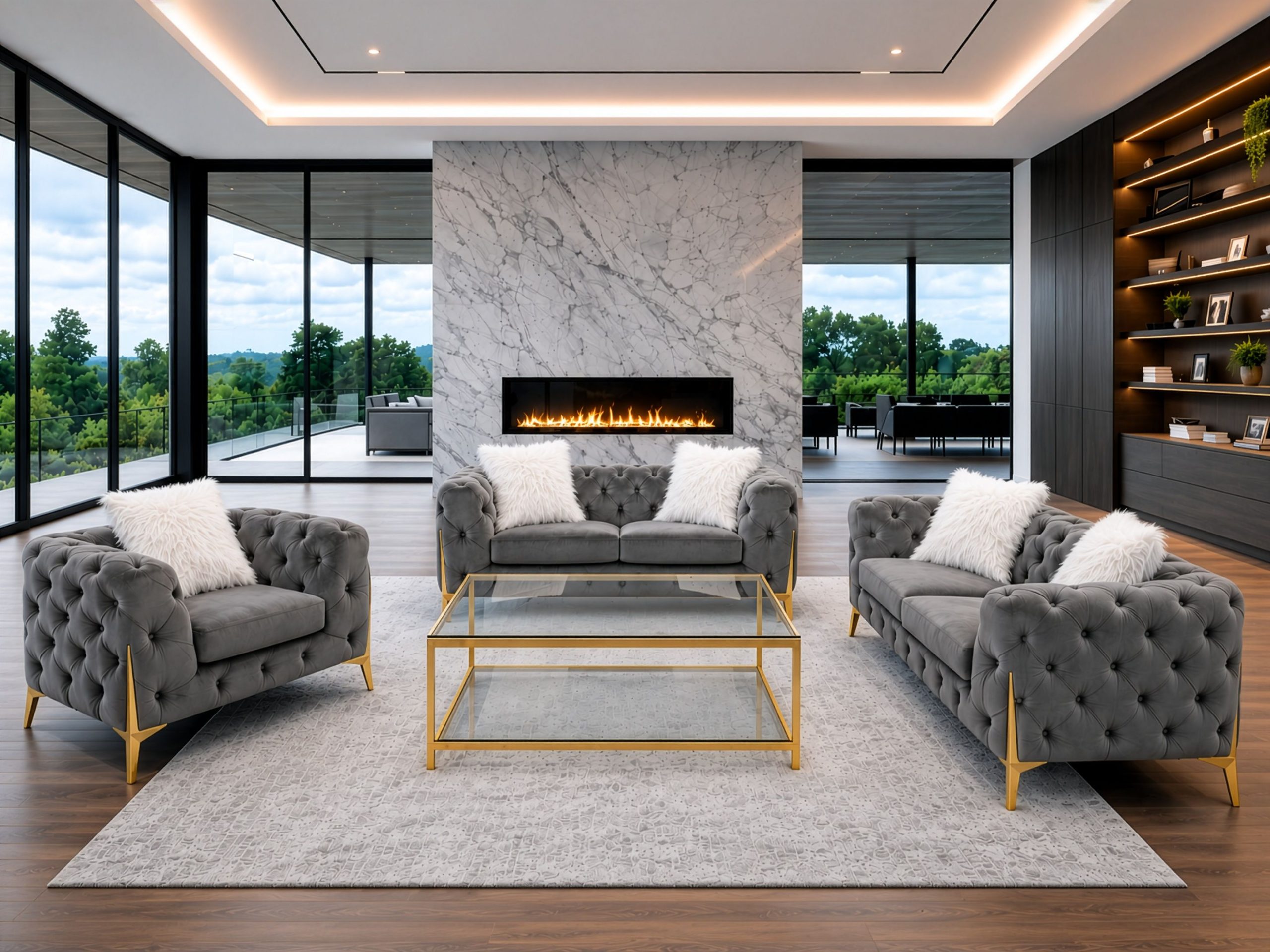 Vegas Gray Velvet Sofa & Loveseat
