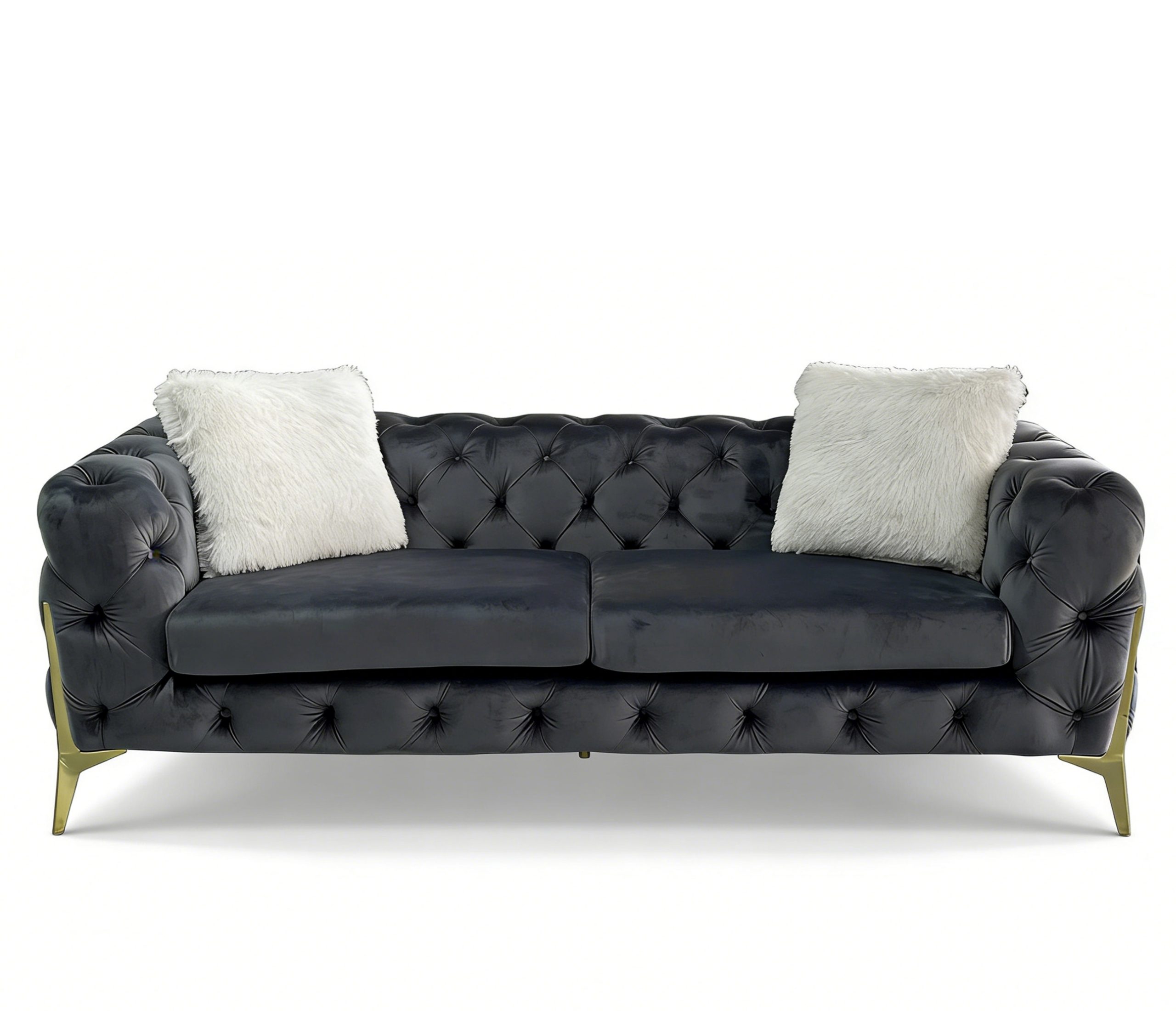 Vegas Gray Velvet Sofa & Loveseat