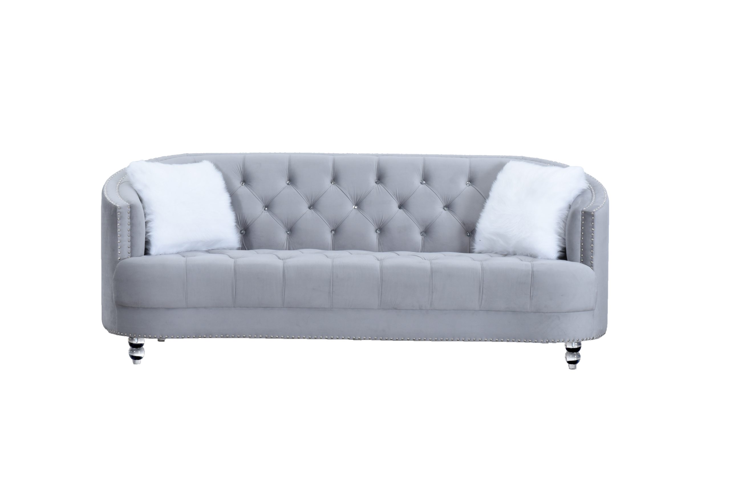 Yasmin Gray Velvet Sofa & Loveseat