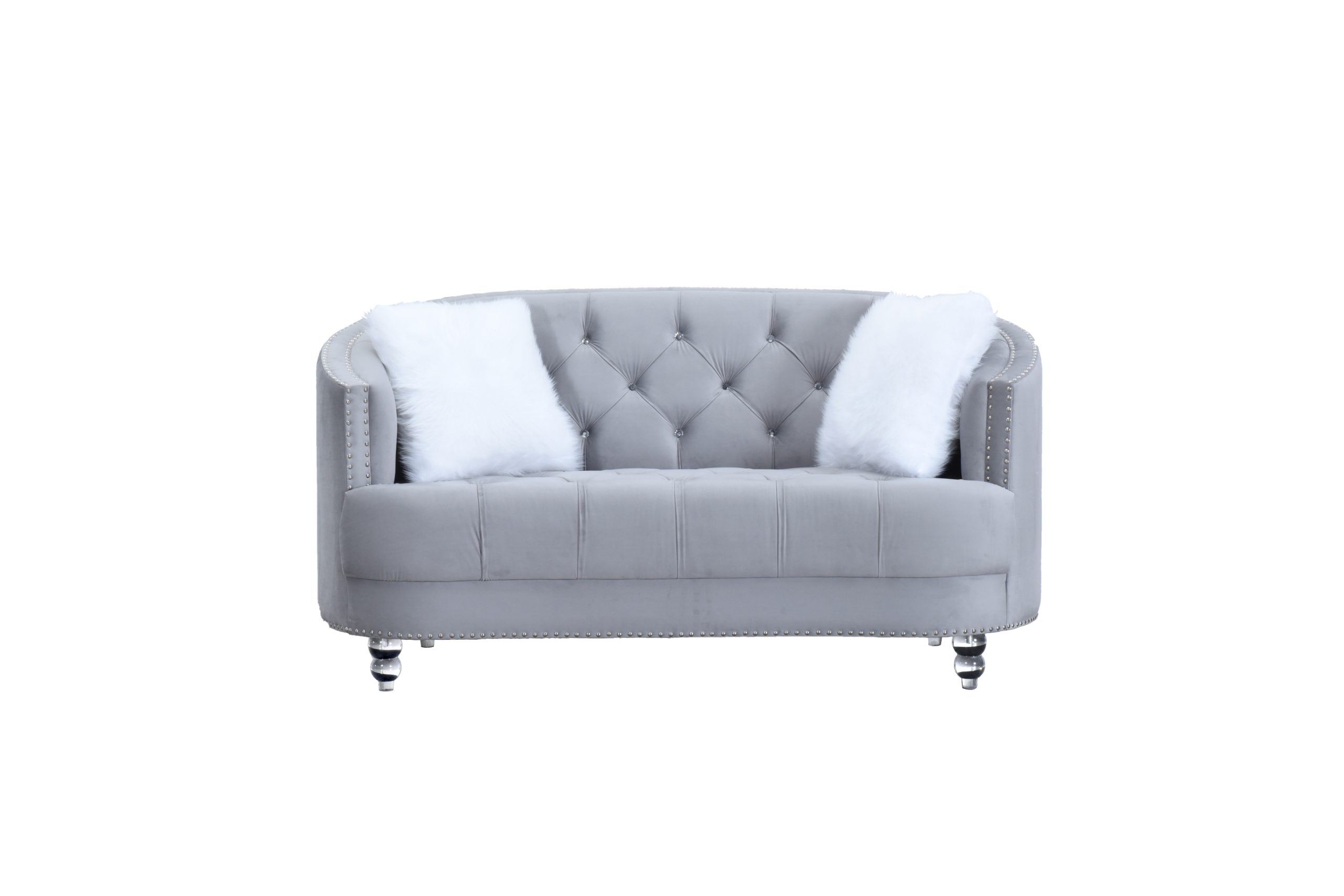 Yasmin Gray Velvet Sofa & Loveseat